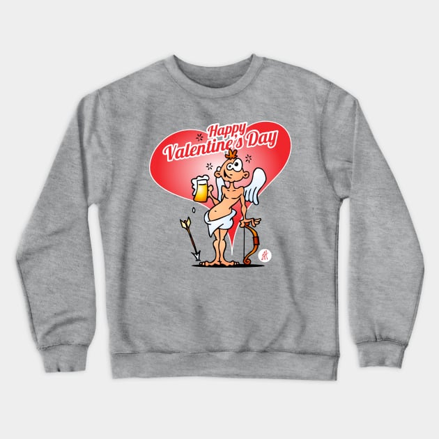 Cupid with a beer Crewneck Sweatshirt by Cardvibes